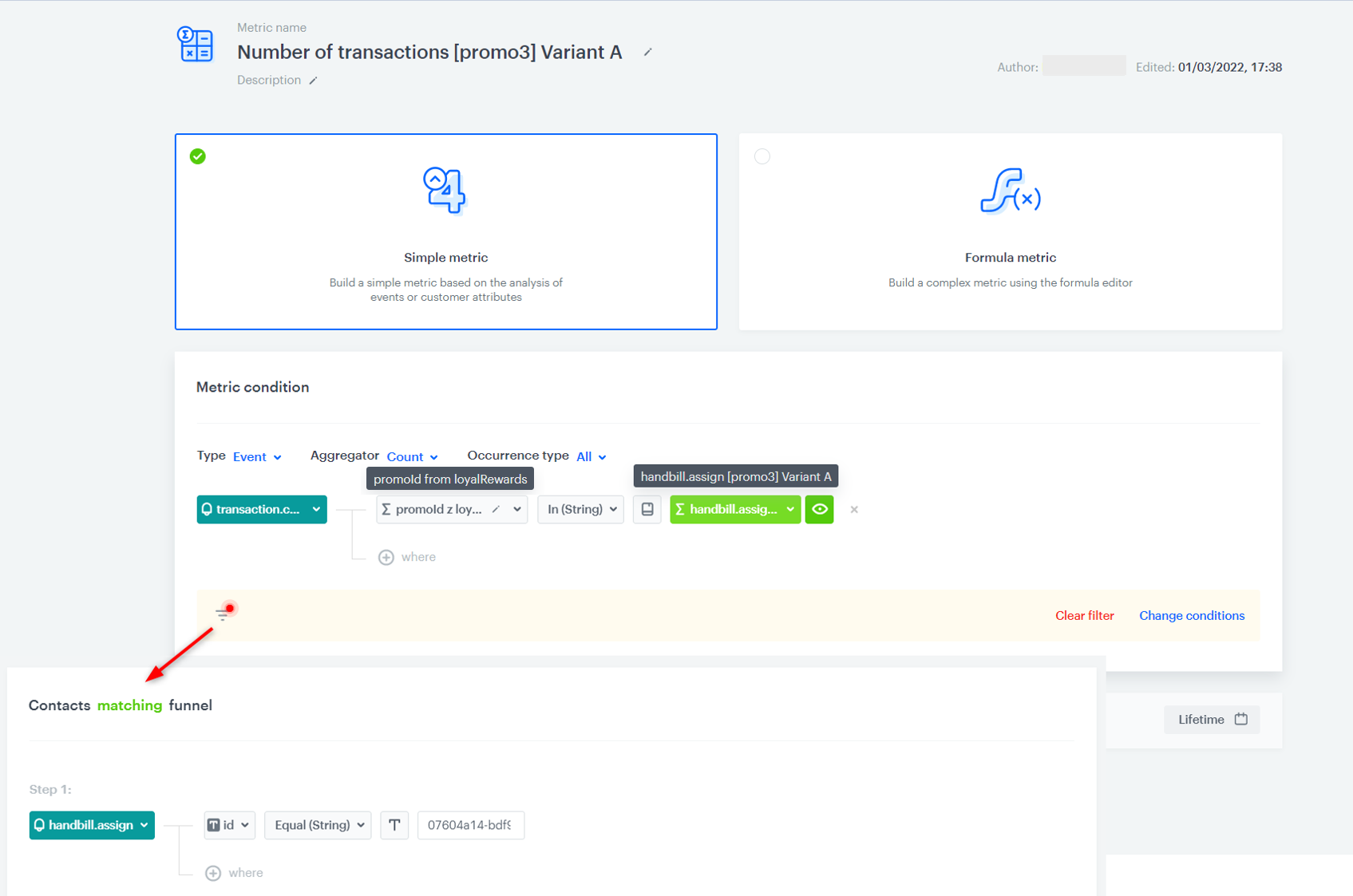 Metrics configuration