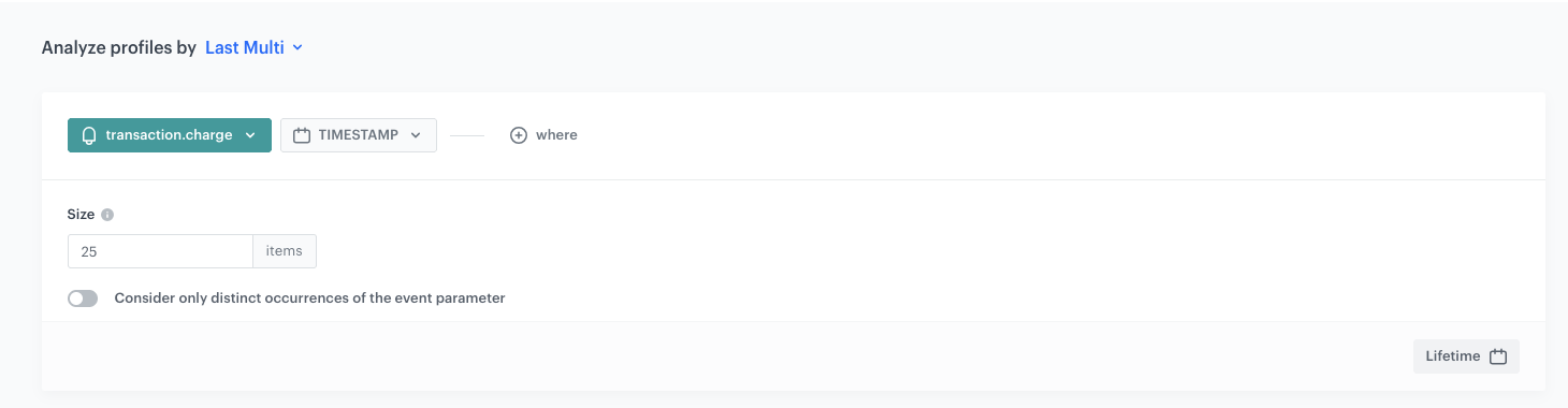 Configuration of the transaction dates aggregate