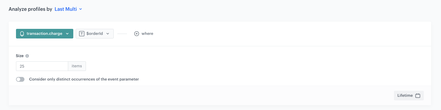 Configuration of the transaction IDs aggregate