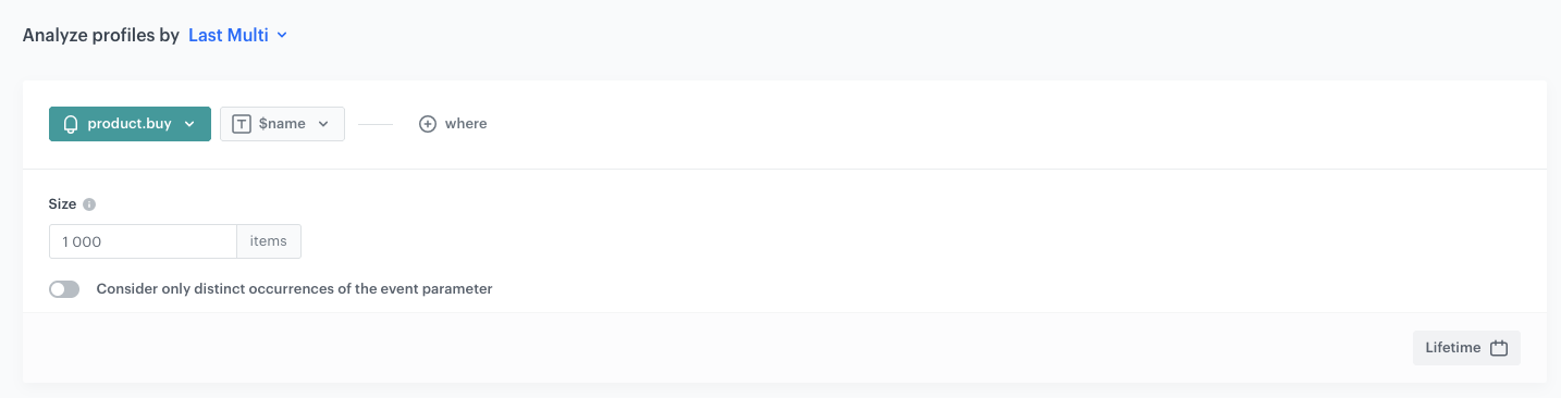 Configuration of the transaction product names aggregate
