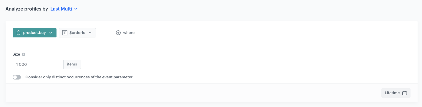 Configuration of the product buy order IDs aggregate