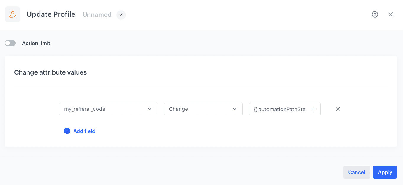 Update Profile node configuration