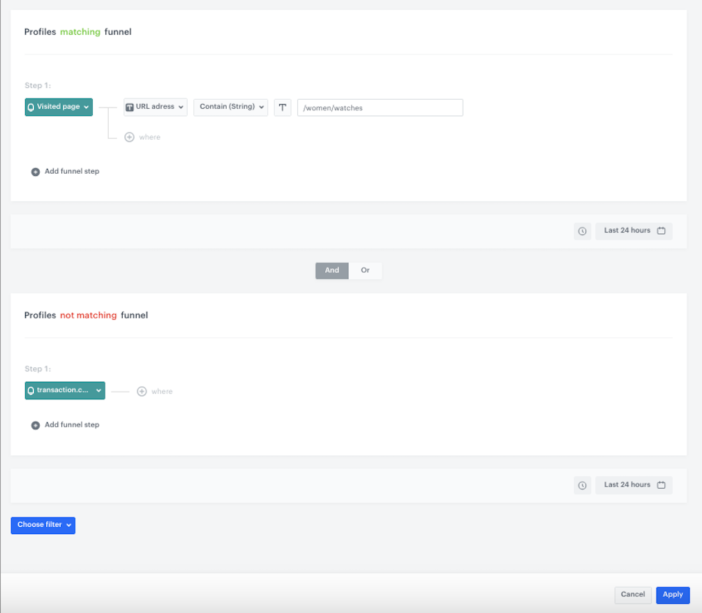 Configuration of the Audience node