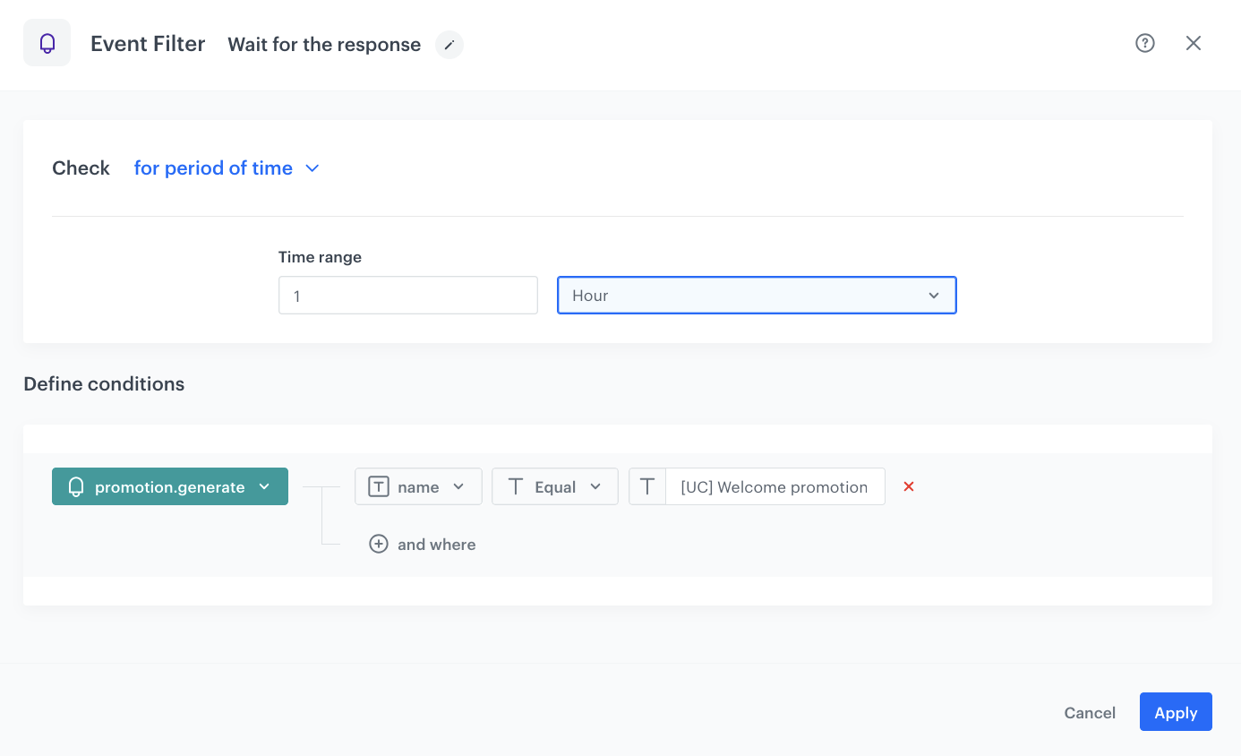 Event filter configuration